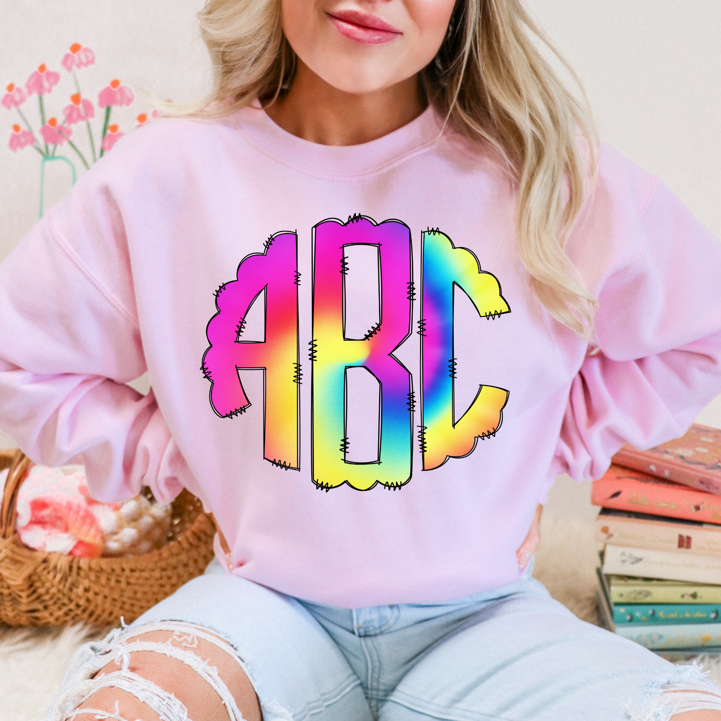 Rainbow Tie-Dye - Custom Monogram Transfer