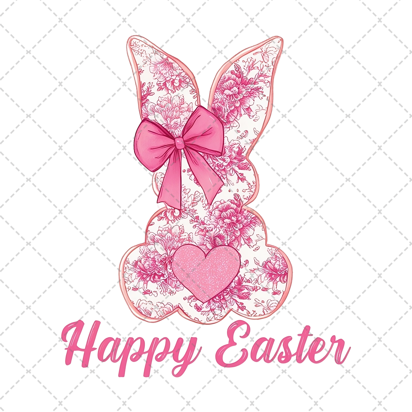 Pink Floral Chinoiserie Bunny Transfer