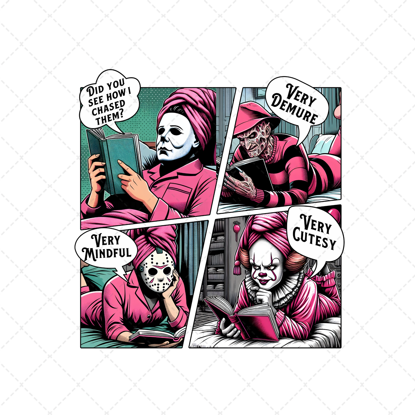 Pink Horror Men Comic Transfer