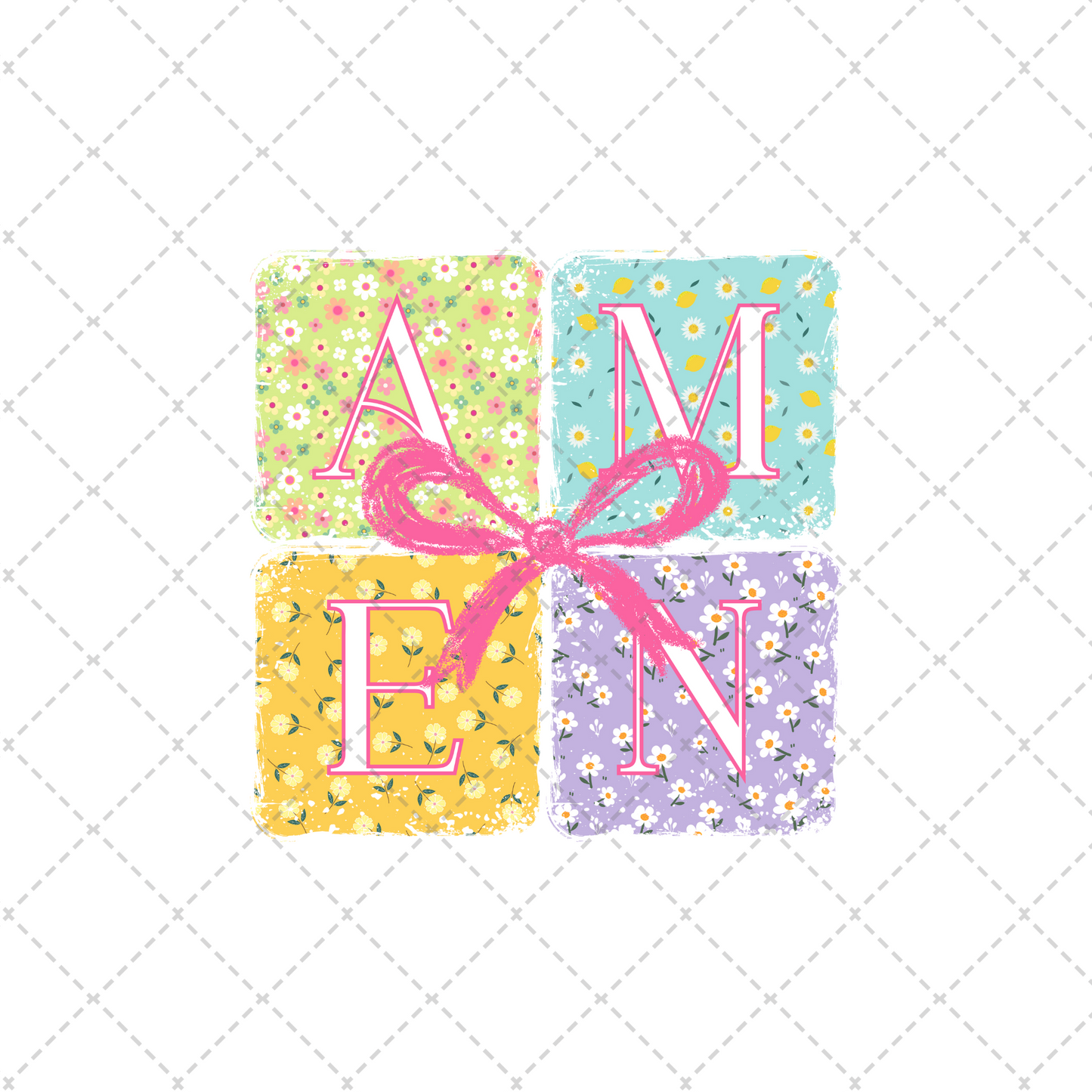 Spring Floral Amen Squares Transfer