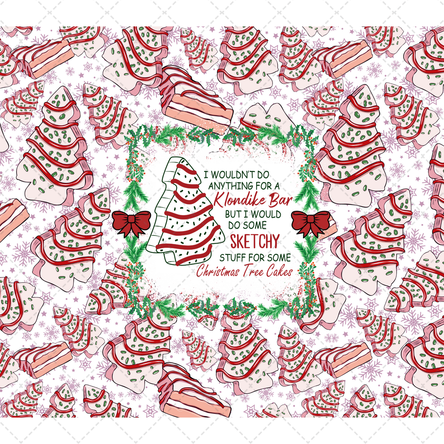 Sketchy Christmas Tree Cake Tumbler Transfer