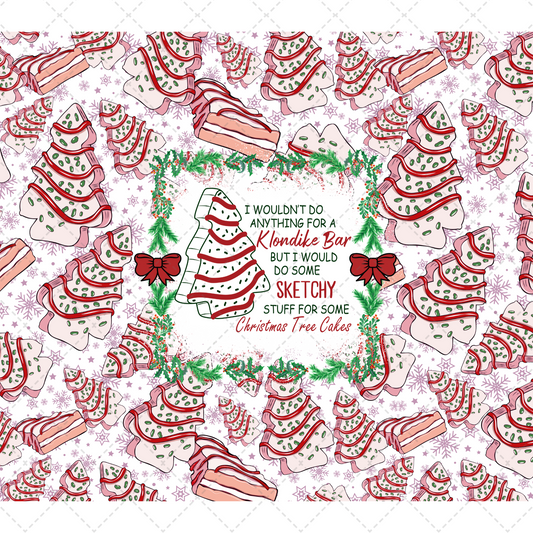 Sketchy Christmas Tree Cake Tumbler Transfer