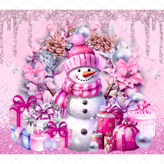 Pink Snowman Tumbler Transfer