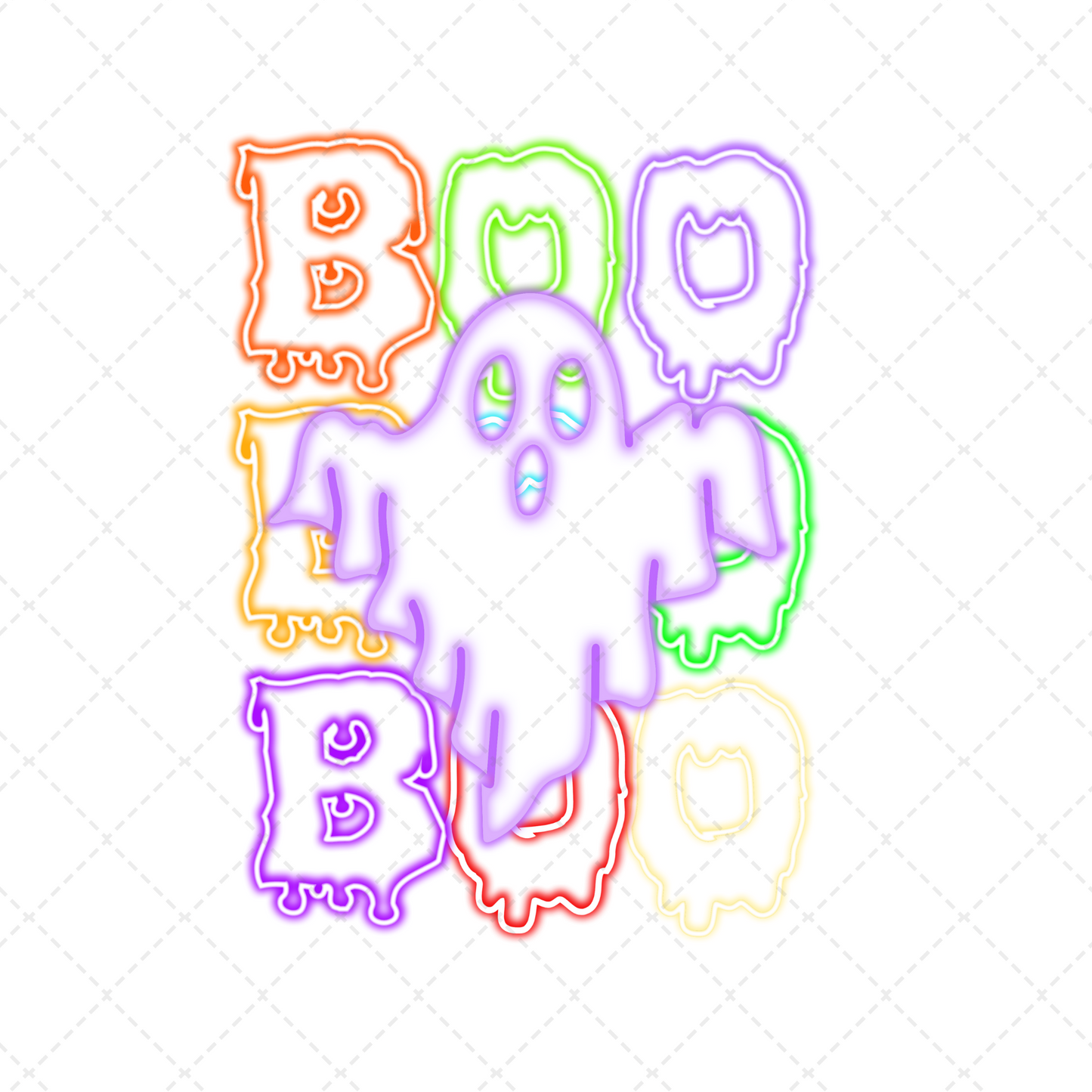 Neon Scary Boo Ghost Transfer