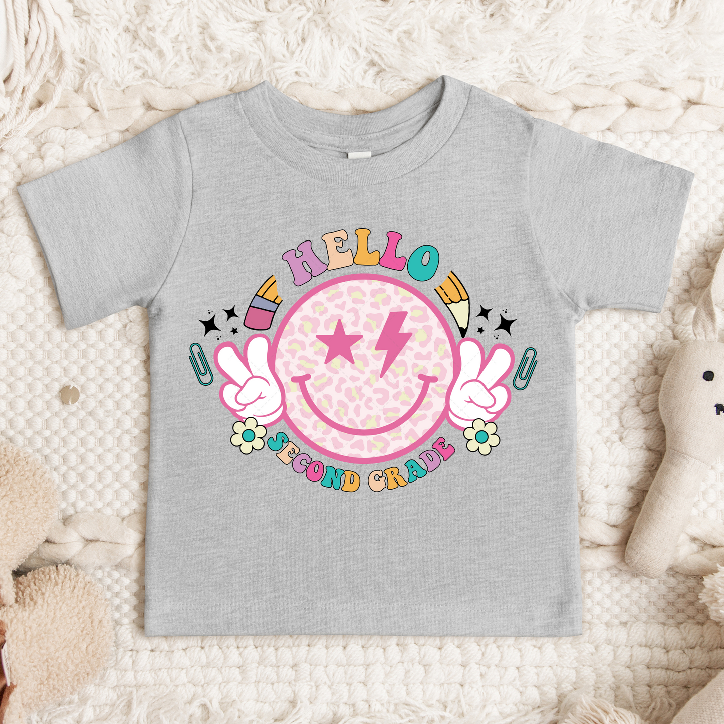 2nd Grade Pink Smiley Transfer