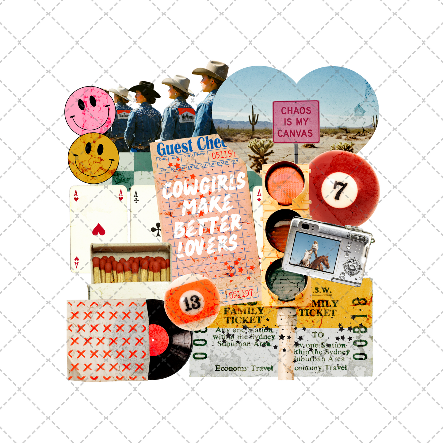 Chaos Cowgirl Collage Transfer