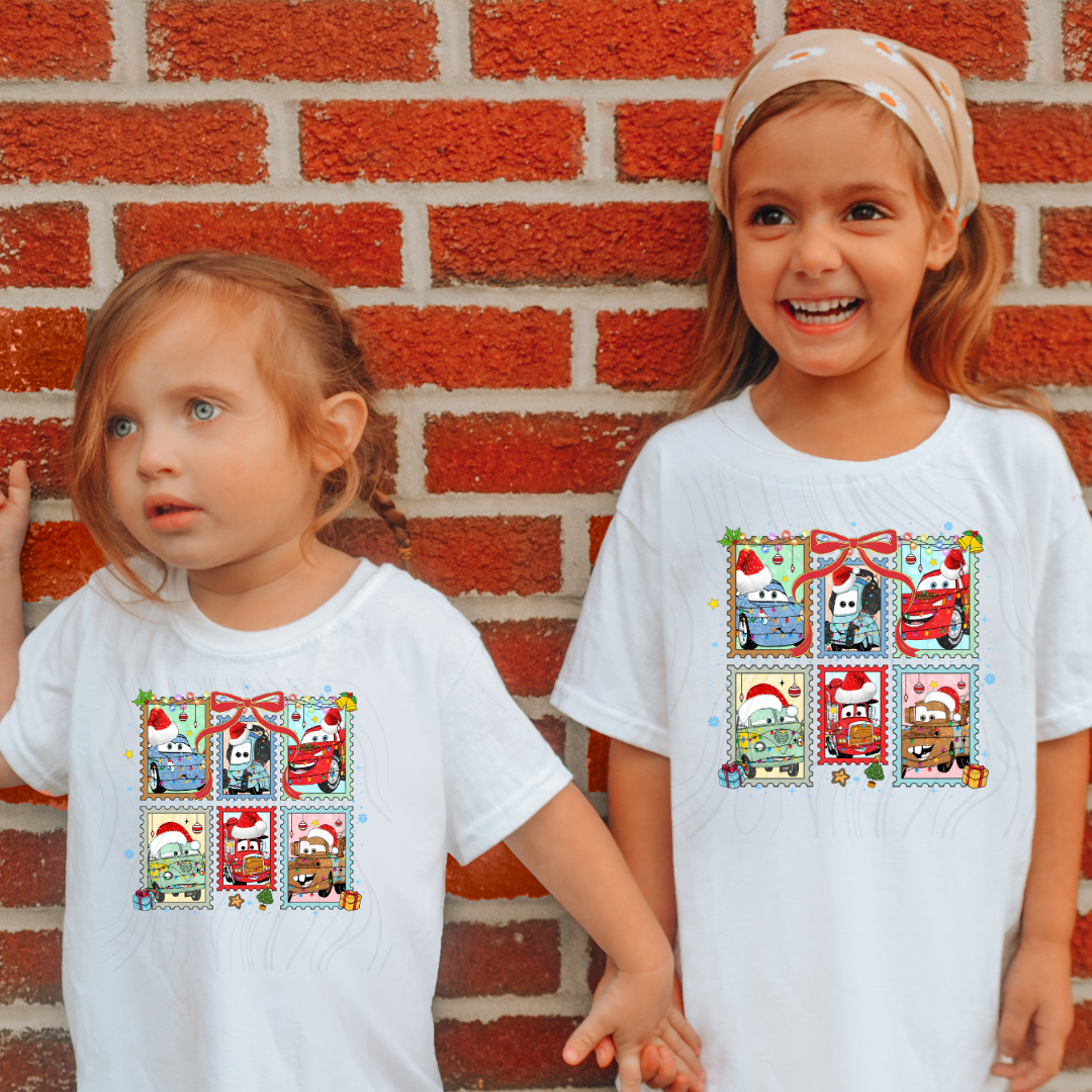 Lightning Car & Crew Christmas Stamp Transfer