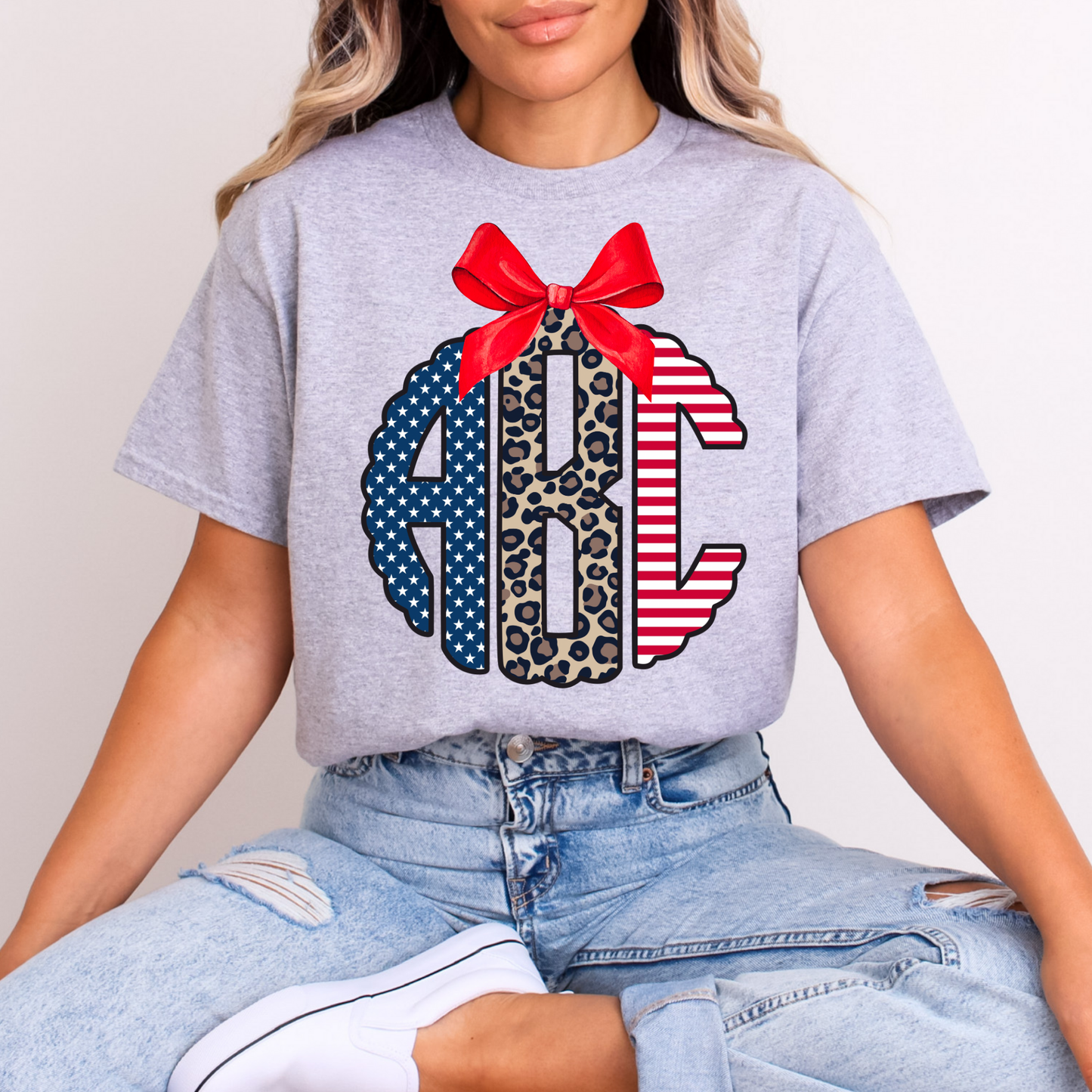 Patriotic Leopard - Custom Monogram Transfer