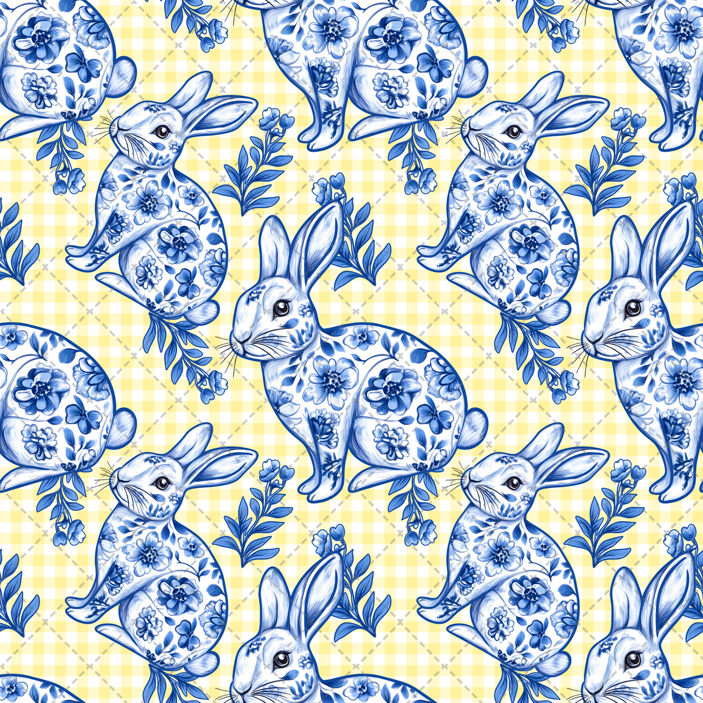 Blue And White Bunny Seamless Transfer