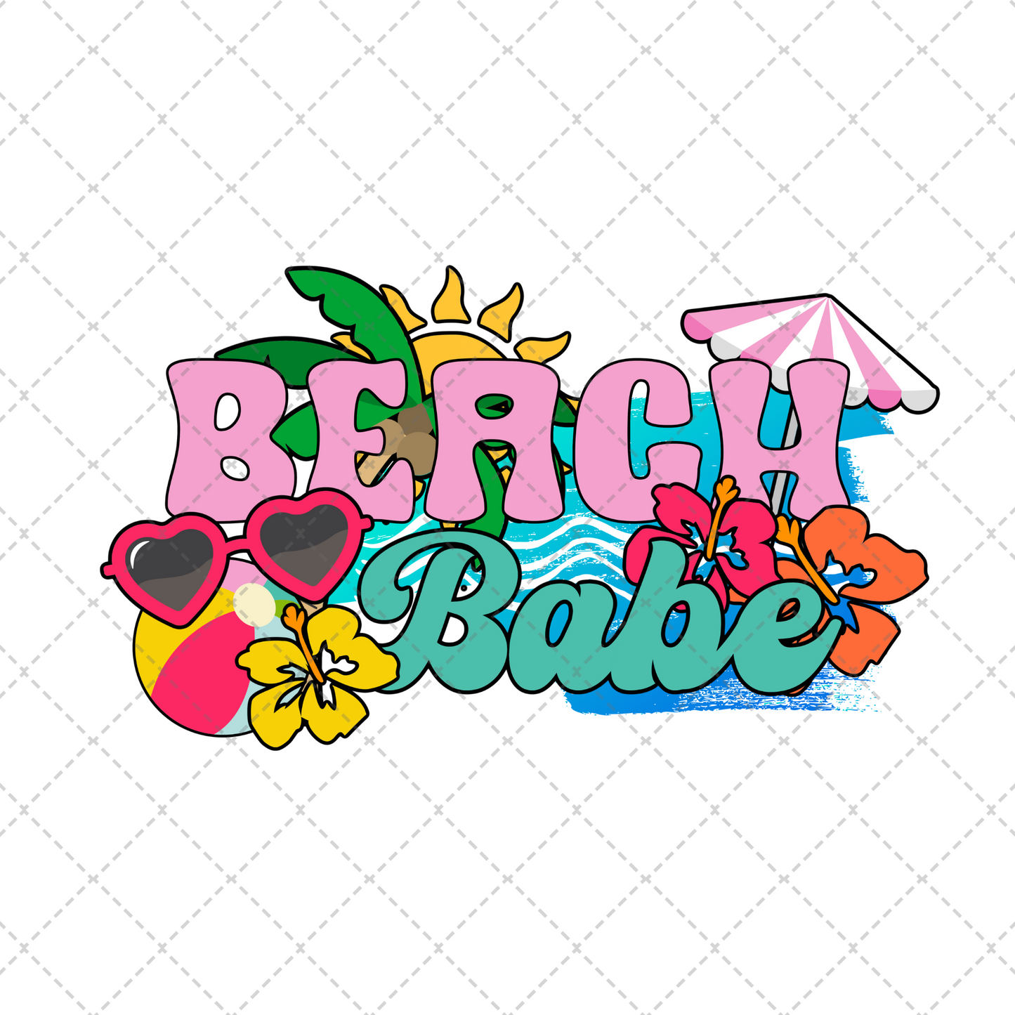 Beach Babe Faux Patch Transfer