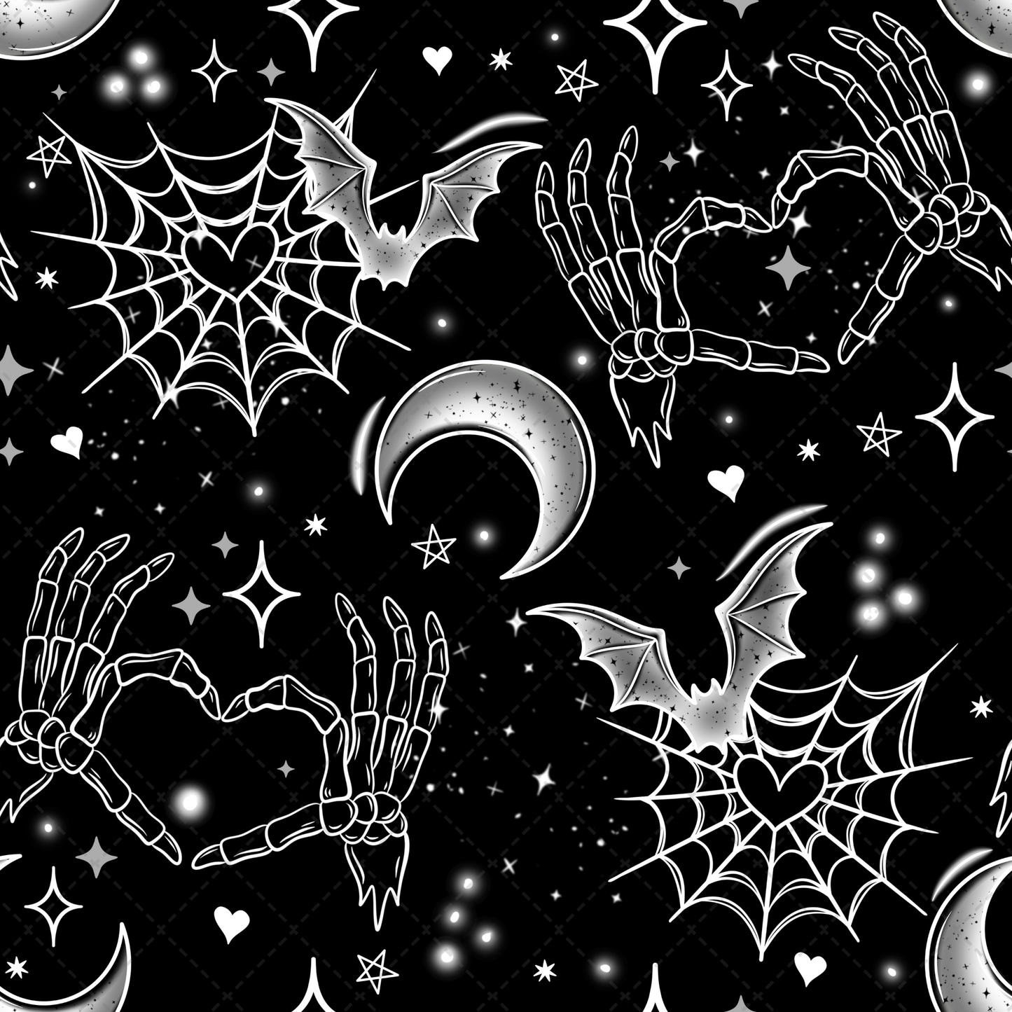 Skellie Heart Hands Seamless