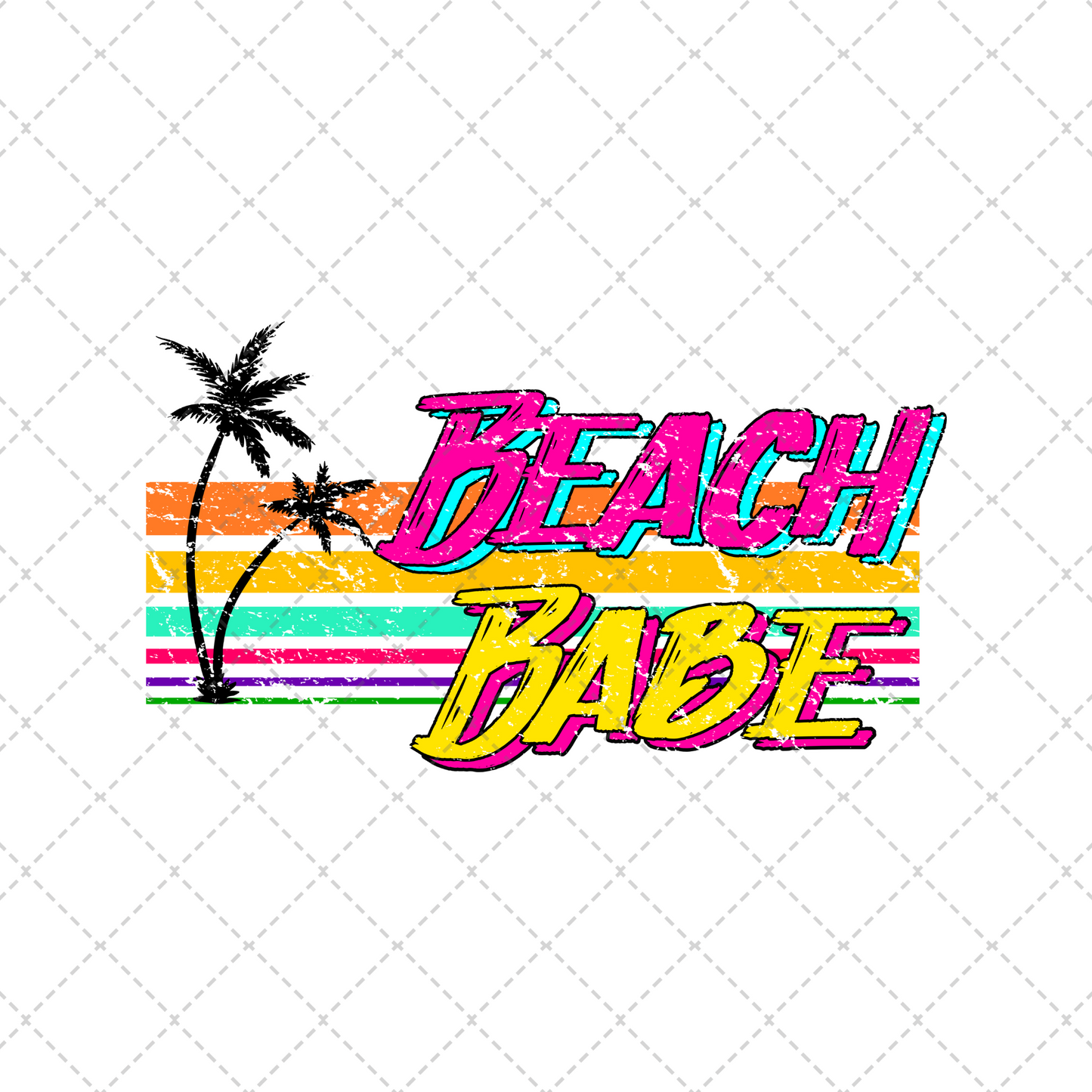 Retro Beach Babe Faux Patch Transfer