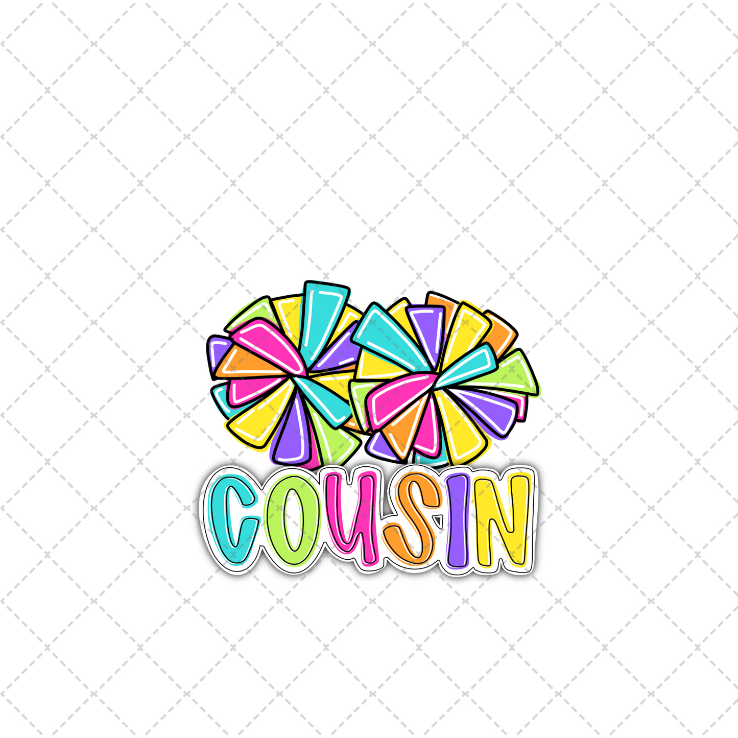 Bright Dotty Cheer Cousin Transfer ** TWO PART* SOLD SEPARATELY**