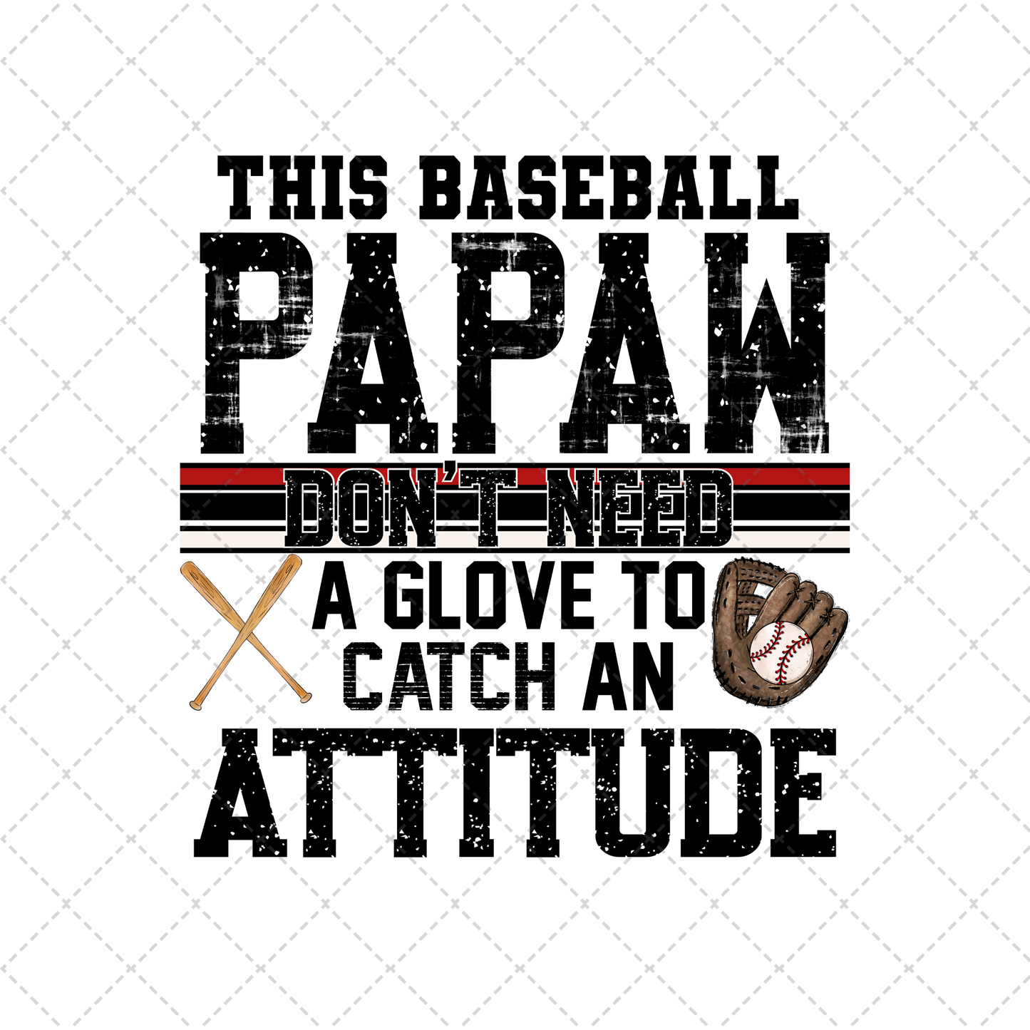 This Baseball Papaw Transfer ** TWO PART* SOLD SEPARATELY**