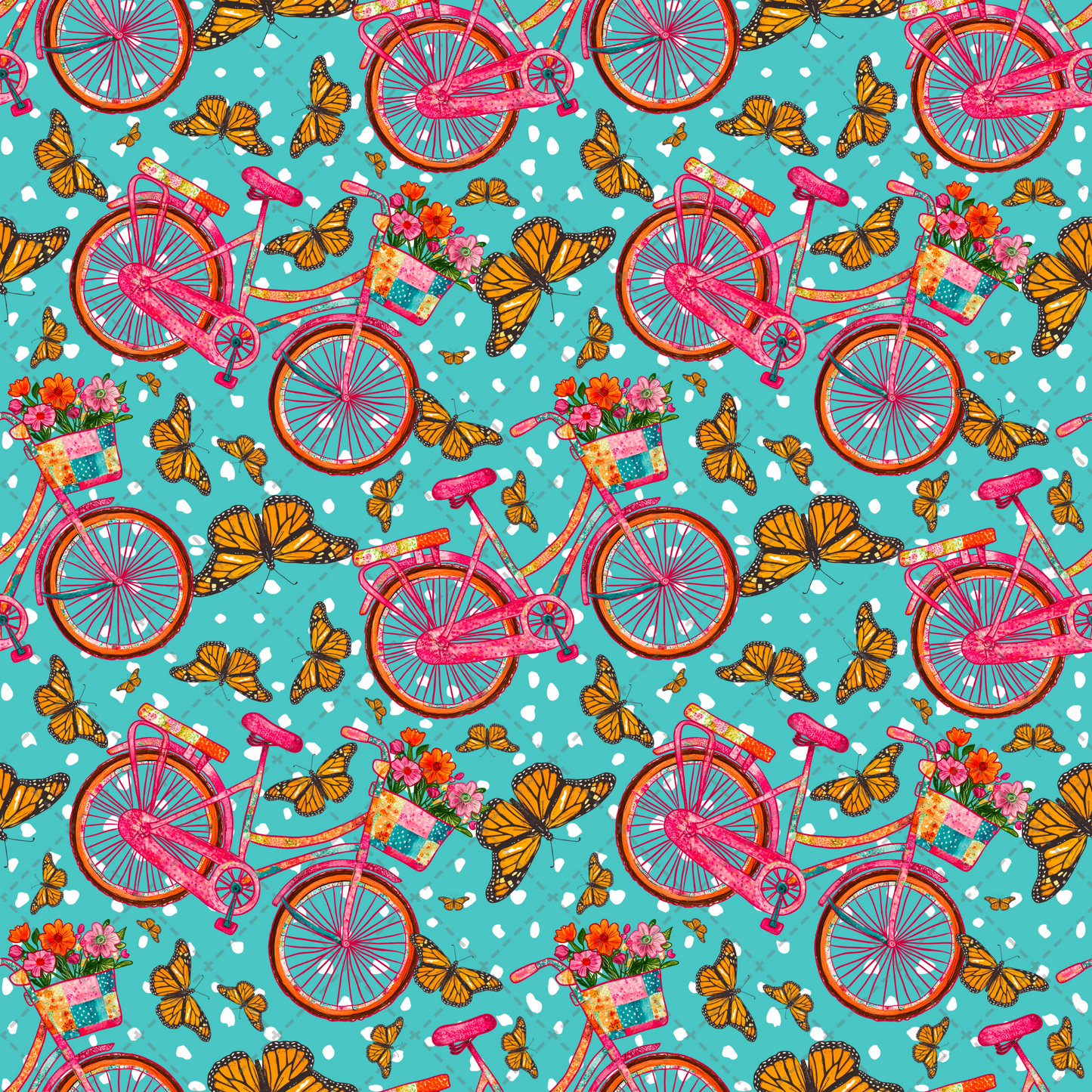 Bicycles And Butterflies Seamless