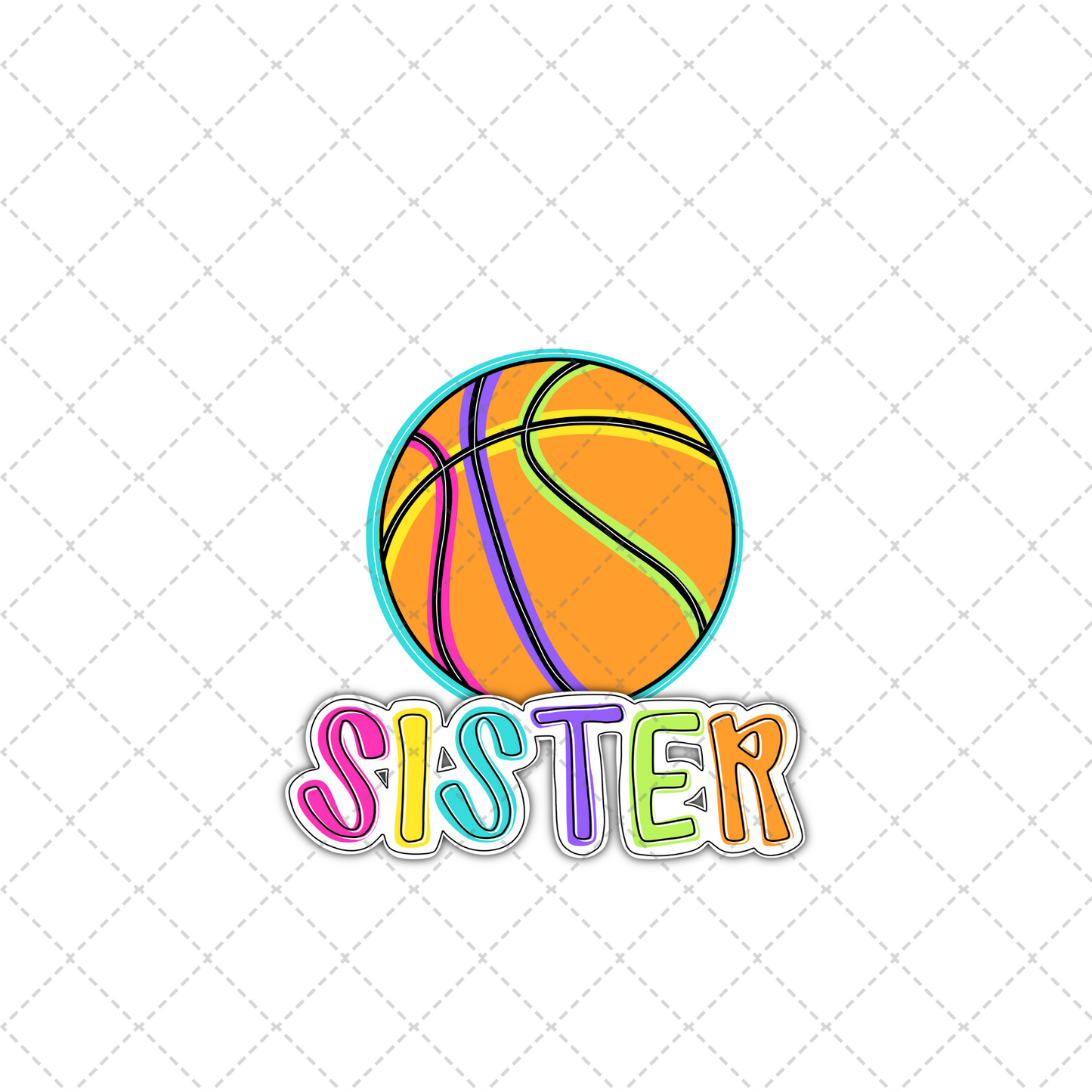 Bright Dotty Basketball Sister Transfer ** TWO PART* SOLD SEPARATELY**