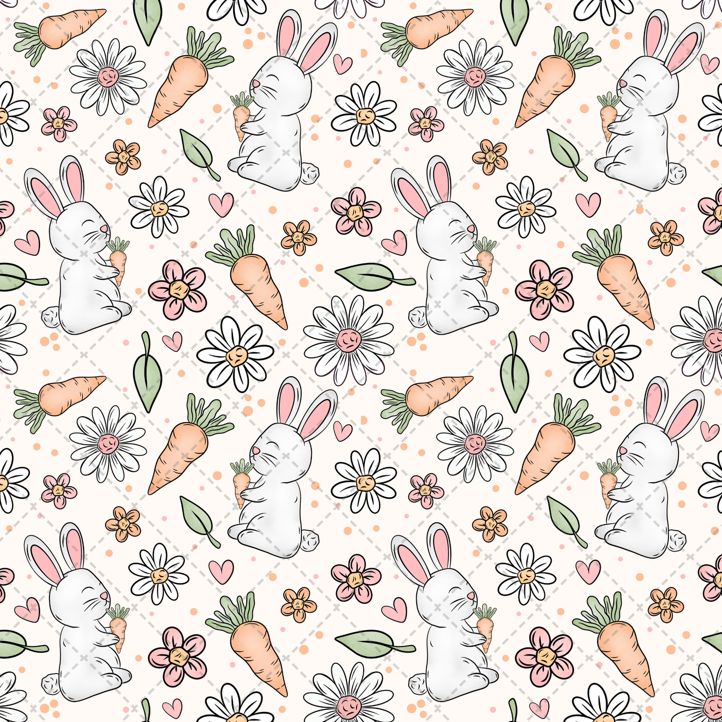 Bunny Florals Seamless Transfer