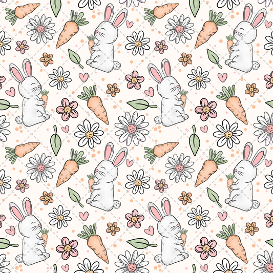 Bunny Florals Seamless Transfer