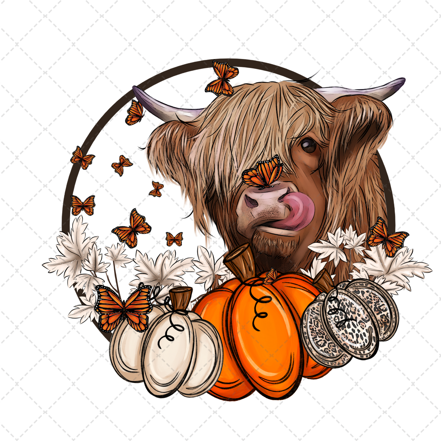 Highland Cow Pumpkin Fall Transfer