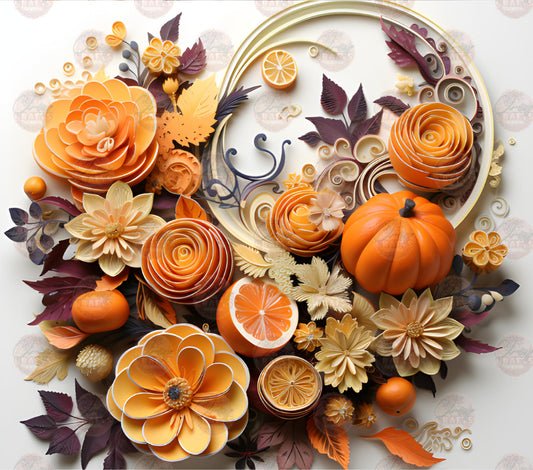 3D Autumn Floral Tumbler Wrap