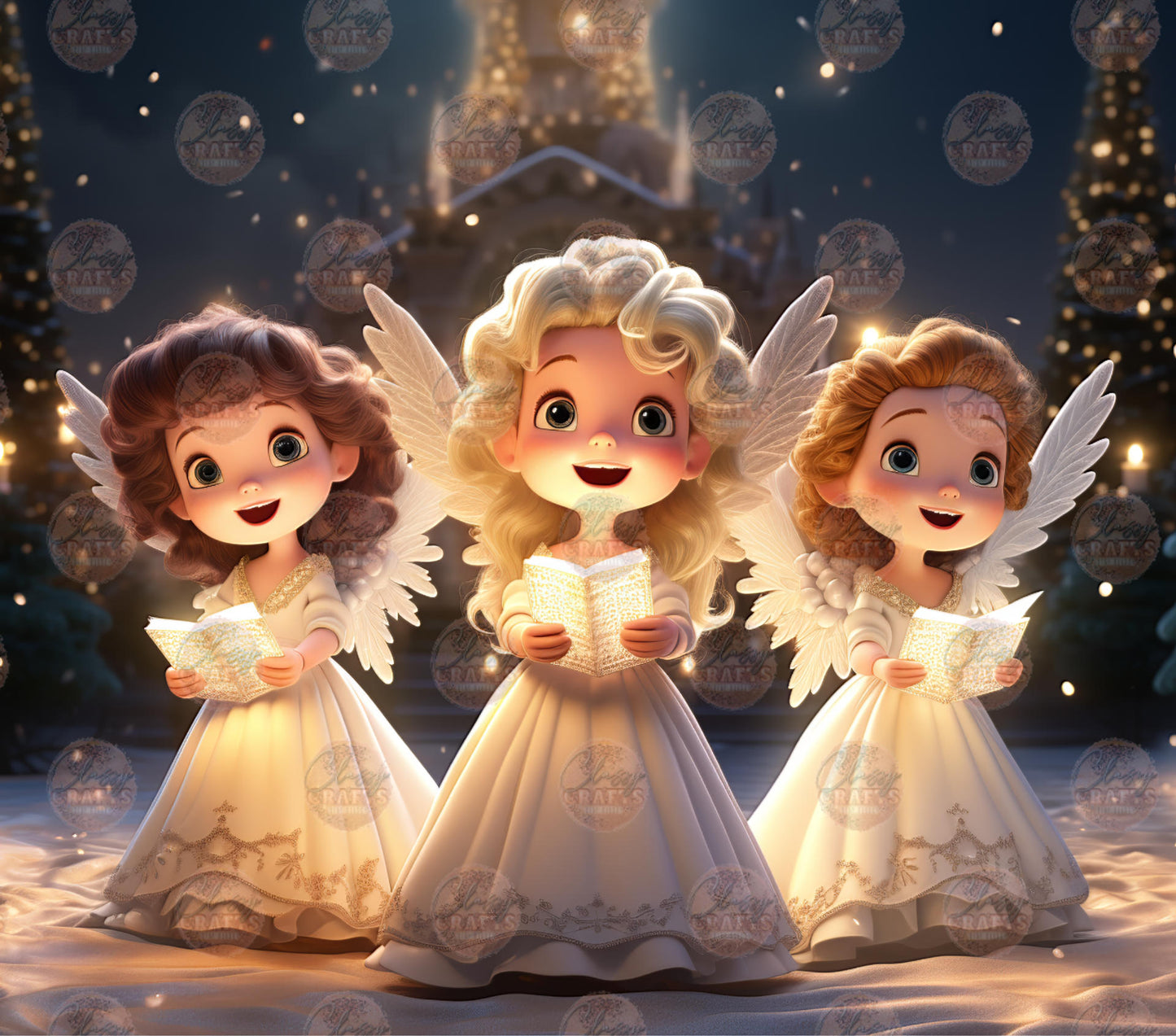 3D Christmas Angels Tumbler Wrap