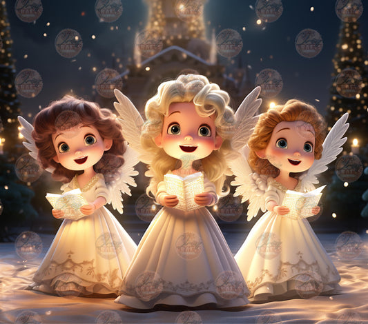 3D Christmas Angels Tumbler Wrap