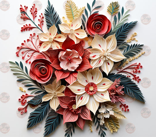 3D Christmas Floral Tumbler Wrap