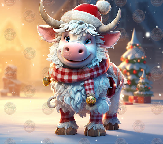 3D Christmas Heifer Tumbler Wrap
