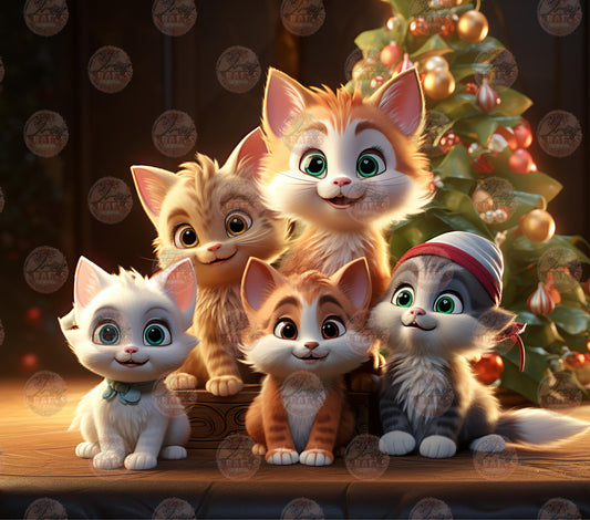 3D Christmas Kitties Tumbler Wrap