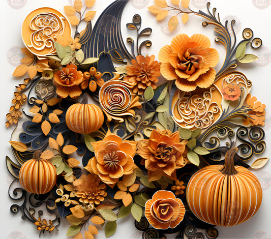 3D Fall Floral Tumbler Wrap