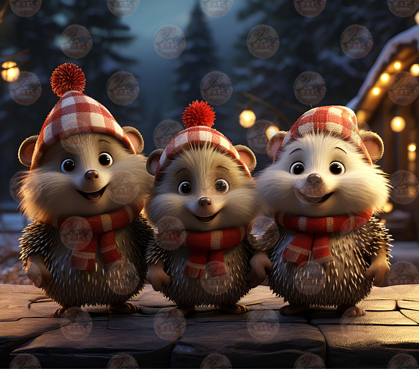 3D Festive Mice Tumbler Wrap