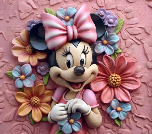 3D Floral Girl Mouse Tumbler Wrap