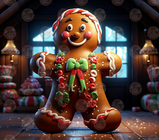 3D Gingerbread Man Tumbler Wrap - Sublimation Transfer