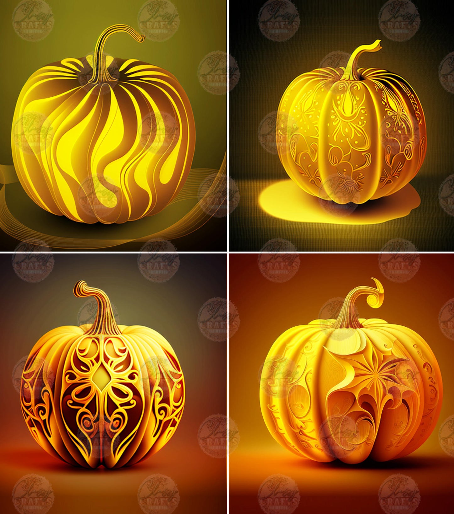 3D Glowing Pumpkins Tumbler Wrap Transfer