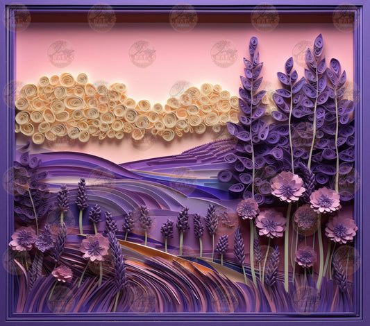 3D Lavendar Fields Tumbler Wrap