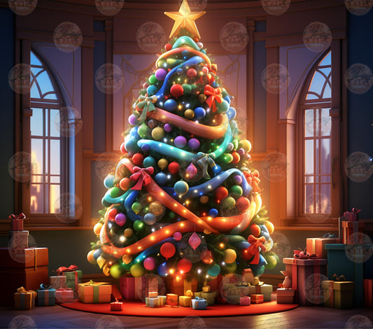 3D Light Up The Christmas Tree Tumbler Wrap