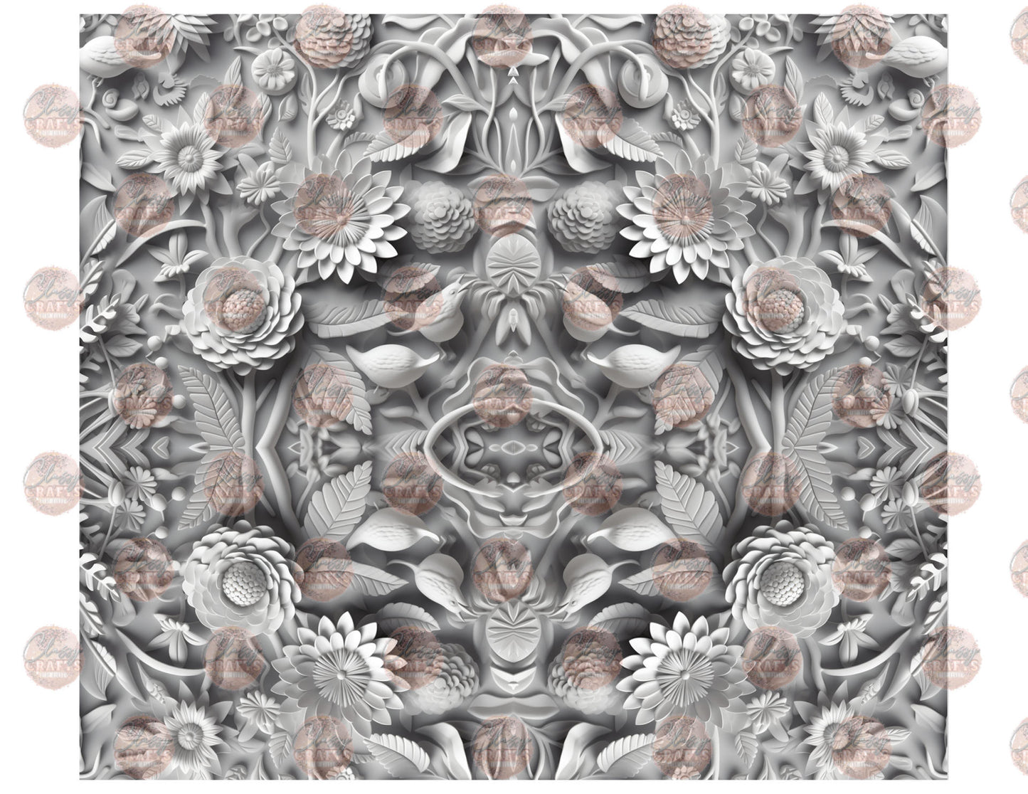 3D Monochrome Botanical Tumbler Wrap