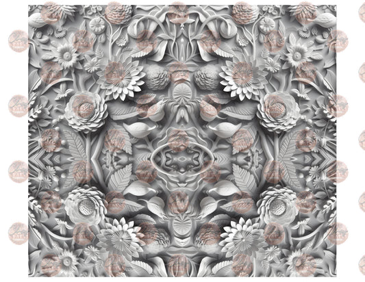 3D Monochrome Botanical Tumbler Wrap