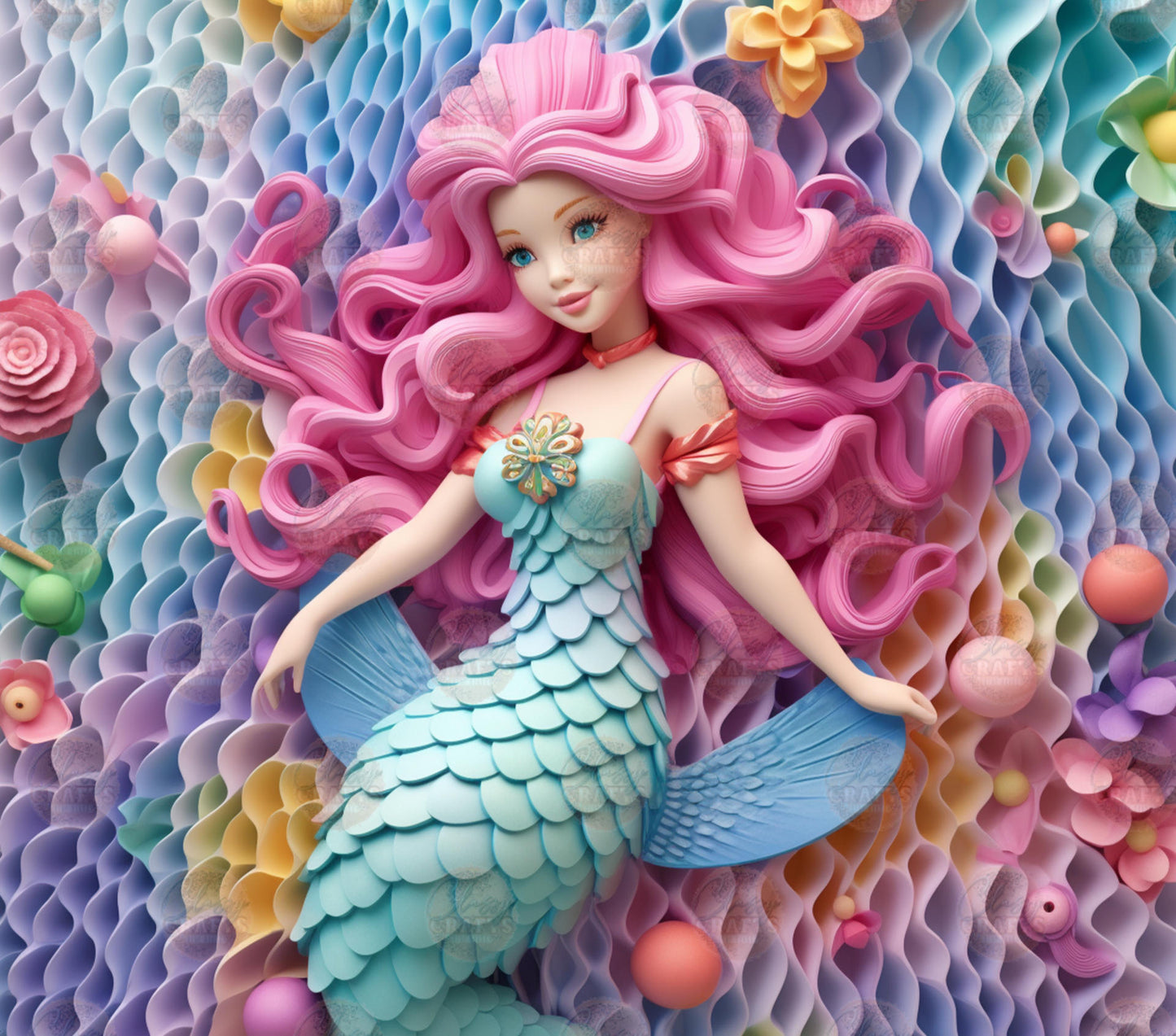 3D Mermaid Tumbler Wrap