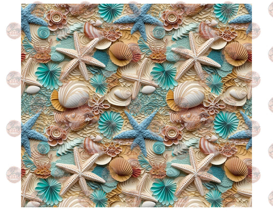 3D Mint Seashells Tumbler Wrap