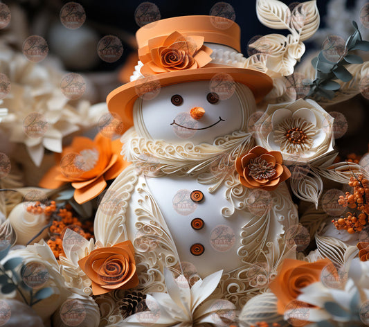 3D Mrs. Snowman Tumbler Wrap