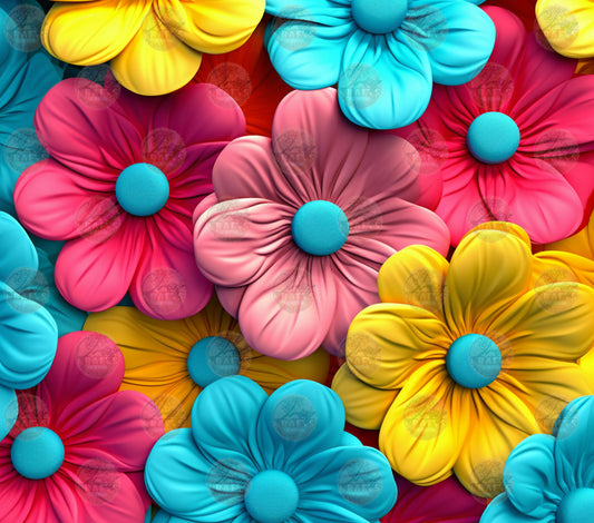 3D Neon Floral Tumbler Wrap