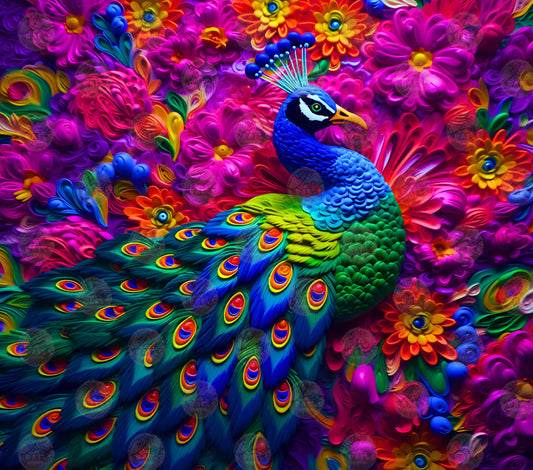 3D Peacock Tumbler Wrap
