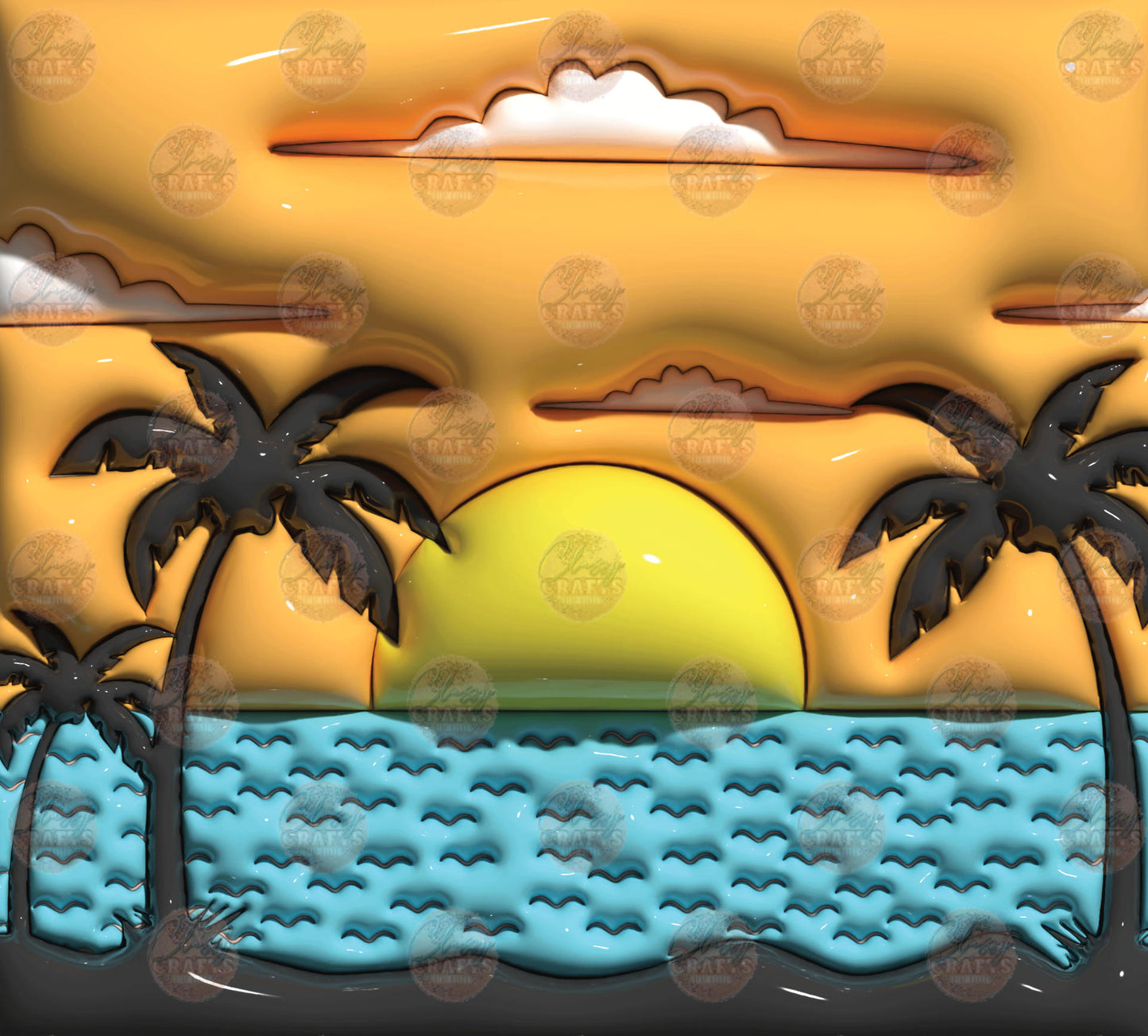 3D Puff Beach Tumbler Wrap