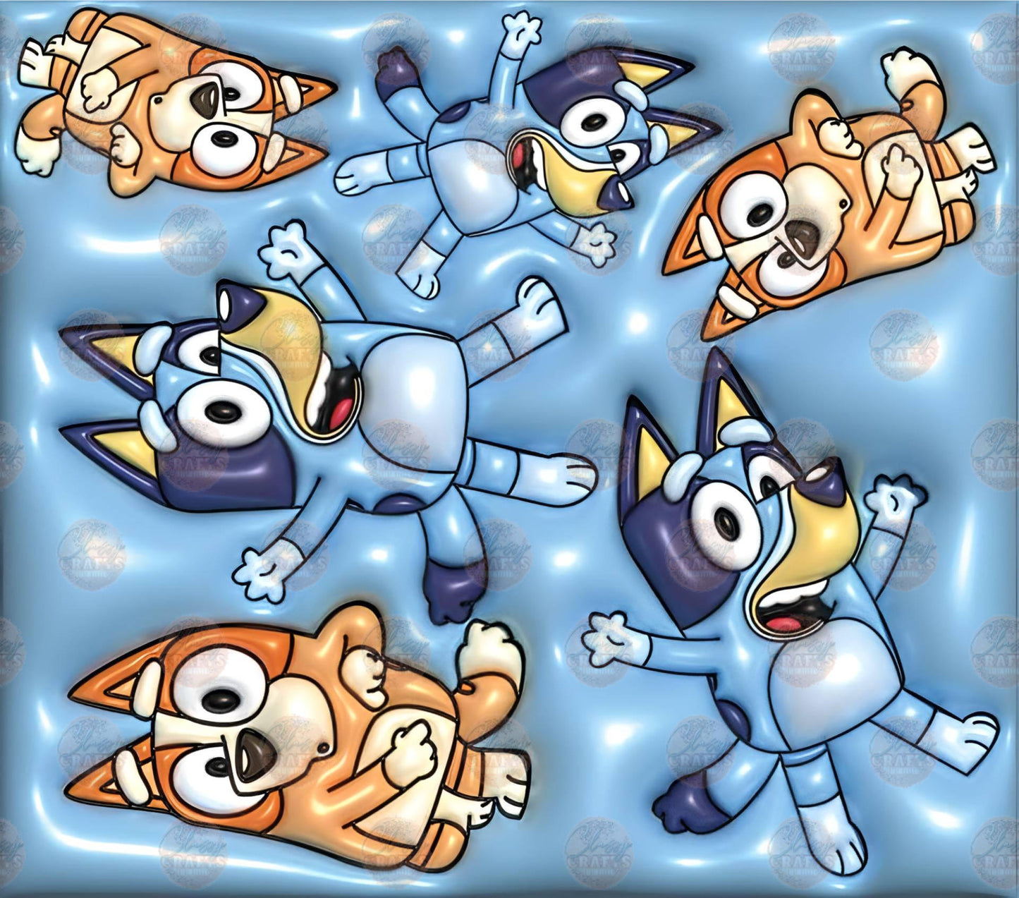 3D Puff Blue Pup Tumbler Wrap