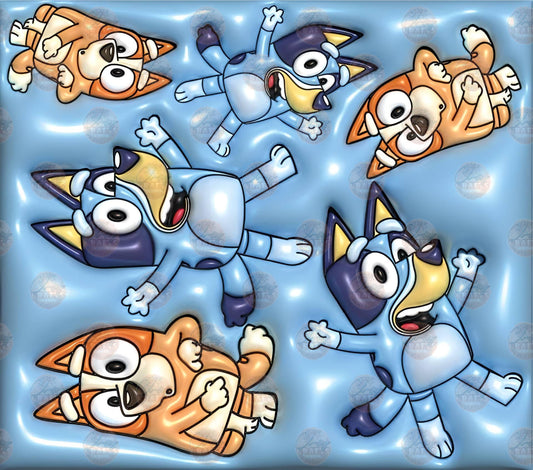 3D Puff Blue Pup Tumbler Wrap