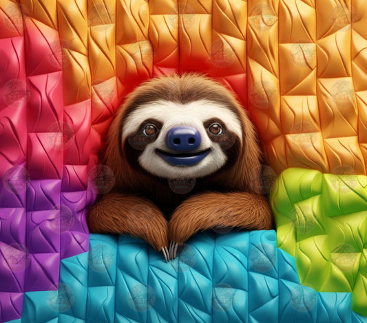 3D Puff Colorful Sloth Tumbler Wrap
