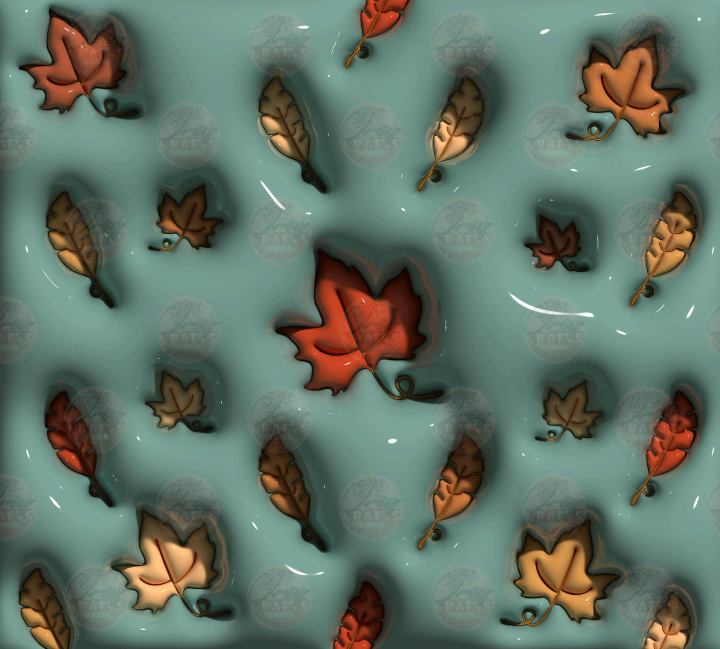 3D Puff Fall Leaves Tumbler Wrap