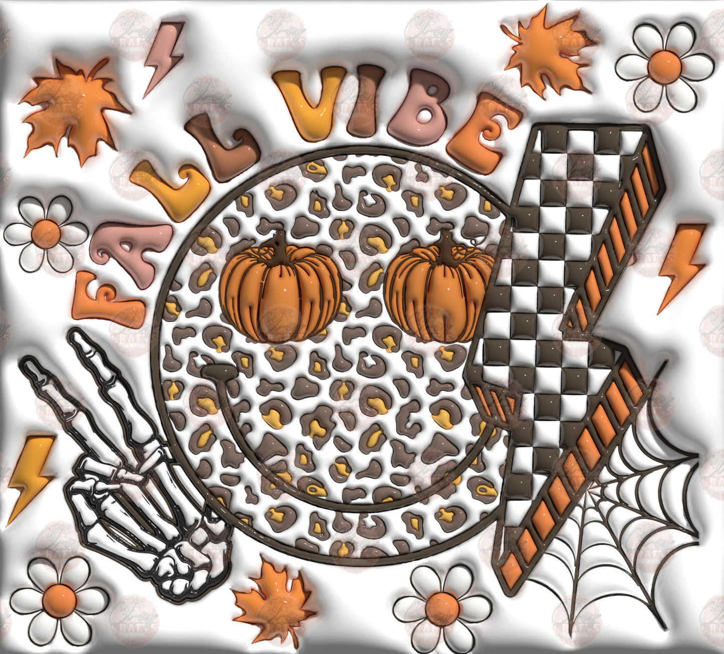 3D Puff Fall Vibes Tumbler Wrap