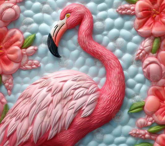 3D Puff Flamingo Tumbler Wrap